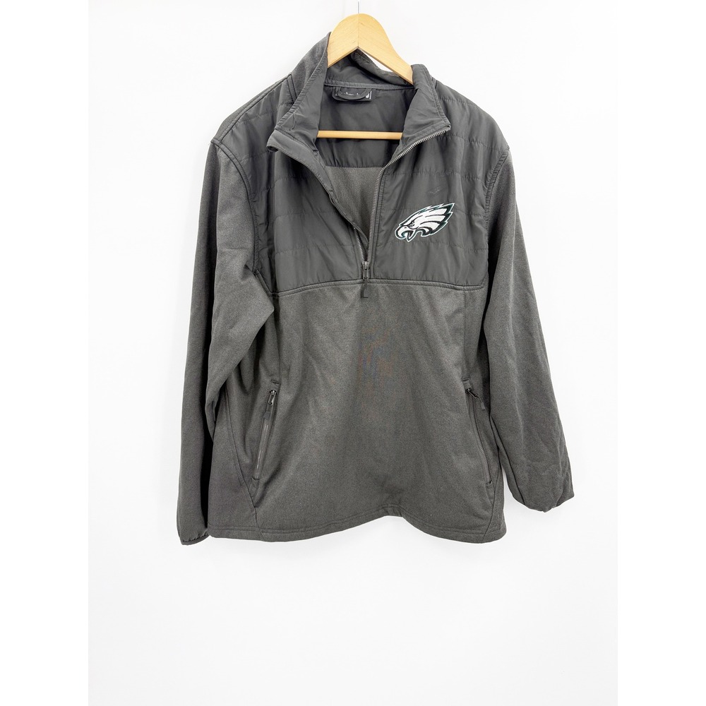 Dunbrooke Philadelphia Eagles Mens Gray Quarter Zip Pullover Pathfinder Jacket M